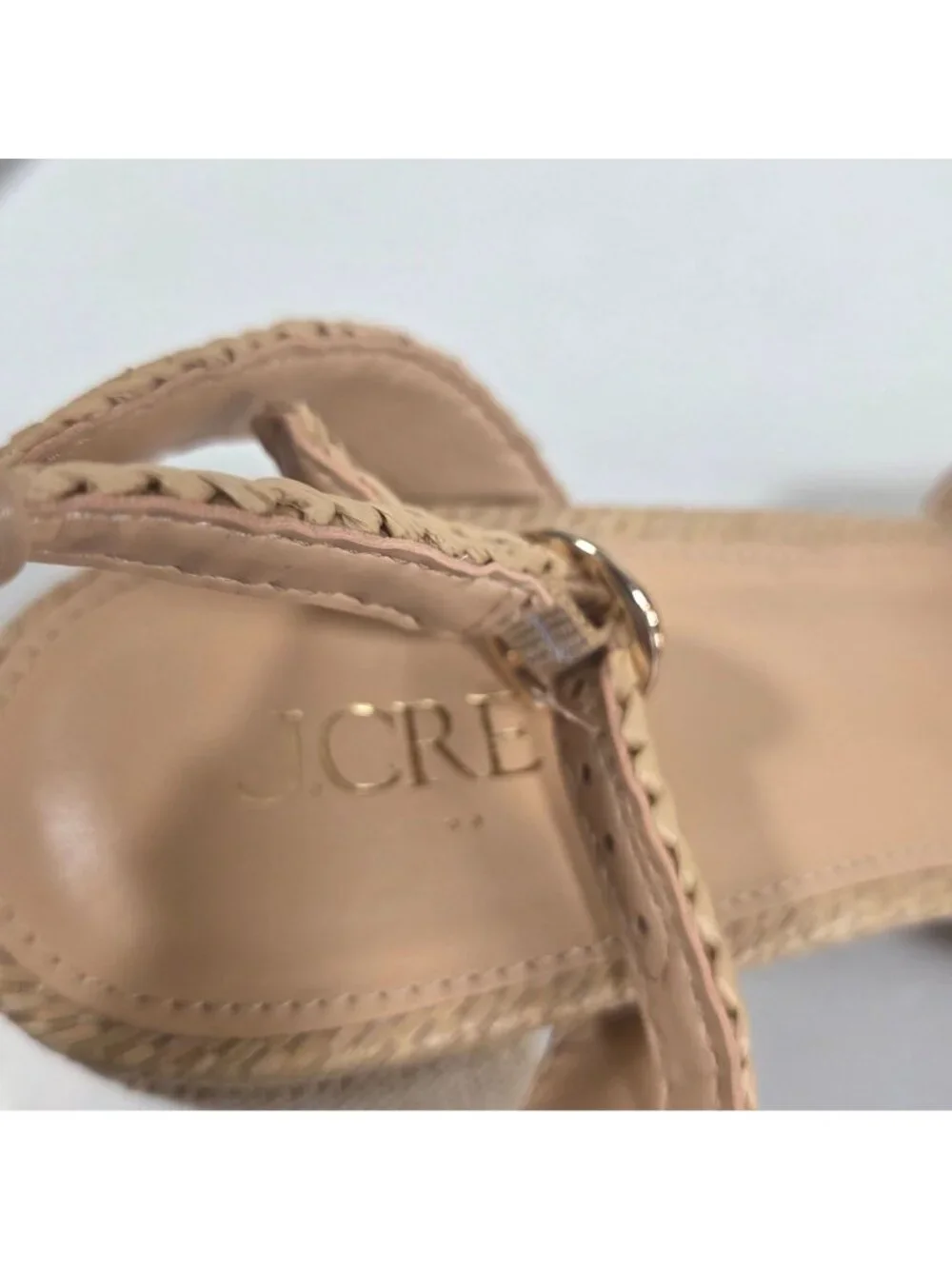 J. Crew Women's Sandals Cream Size 9 J.crew Woven Platform Heels In Natural Raff - Picture 11 of 12